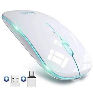 ワイヤレスマウス 無線マウス 静音 軽量 超薄型 USB 充電式 7色ライト 2.4GHz 3DPIモード