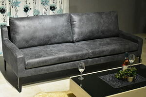 NW44-9H01-KC=[ region limitation free shipping prompt decision new goods unused ] leather. like texture (fabric). fabric trim 3 seater . sofa dark gray [ leather manner cloth made outlet furniture 