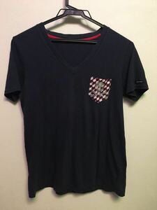 LOVELESS ラブレス　ポケットTシャツ　36 M? Vネック　スパンコール　スカル&ボーンズ　ドクロ