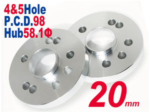 [ Alpha Romeo Mito 58Φ for 20mm] aluminium forged hub attaching spacer 2 sheets set /4&5H PCD98 58.1φ