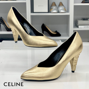 4514 unused Celine leather pumps Gold 