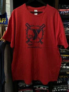 ★USA古着　野球　baseball バット　バックプリント　Ｔシャツ 赤　RED GILDAN 2XL 大きいサイズ