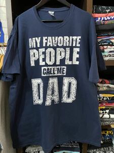 ★USA古着　英字　白　擦れプリント　Ｔシャツ 紺　navy DAD 2XL 大きいサイズ