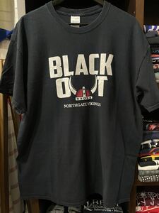 ★USA古着　白プリント　バイキングヘルメット　Ｔシャツ 黒　BLACK GILDAN XL