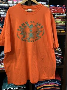 ★USA古着　アメフト　ヘルメット　バックプリント　Ｔシャツ オレンジ　orange 3XL 大きいサイズ　最終価格