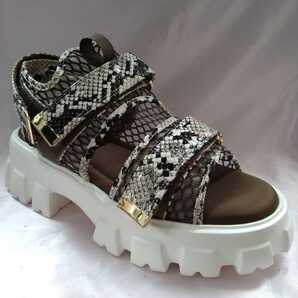新品【S】EVOL ダブルベルト プラットフォーム スポーツサンダル イーボル パイソン