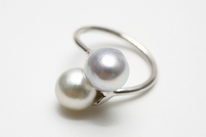  south . White Butterfly pearl pearl ring [ ring ] 8mmUP multicolor silver made ring frame 