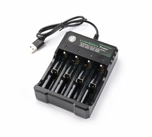 SHEAWA 電池充電器 リチウムバッテリー充電器 18650 USB充電器 4本同時に充電 リチウムイオン電池適用