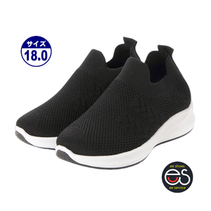 * новый товар * популярный *[22918m-BLACK-18.0] Kids спортивные туфли fly вязаный Fit чувство выдающийся! легкий & "дышит" &. искривление .! посещение школы для * посещение детского сада для 