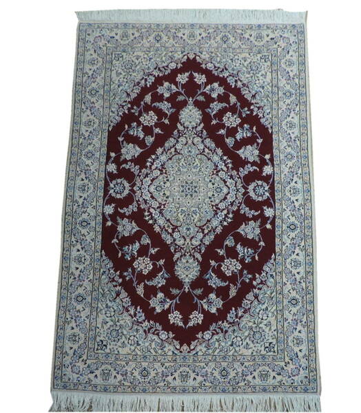 ペルシャ絨毯 カーペット ラグ ウール&シルク 手織り 高級 ペルシャ絨毯の本場 イラン ナイン産 9LA 220cm×136cm 本物保証 直輸入