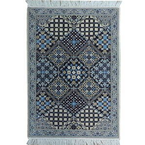 ペルシャ絨毯 カーペット ラグ ウール&シルク 手織り 高級 ペルシャ絨毯の本場 イラン ナイン産 6LA 玄関マット 118cm×81cm 本物保証