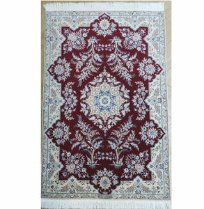 ペルシャ絨毯 カーペット ラグ ウール&シルク 手織り 高級 ペルシャ絨毯の本場 イラン ナイン産 6LA 180cm×118cm 本物保証 直輸入