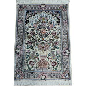 ペルシャ絨毯 カーペット ラグ ウール&シルク 手織り 高級 ペルシャ絨毯の本場 イラン ナイン産 6LA 玄関マット 126cm×92cm 本物保証