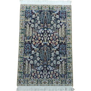 ペルシャ絨毯 カーペット ラグ ウール&シルク 手織り 高級 ペルシャ絨毯の本場 イラン ナイン産 9LA 玄関マット 128cm×84cm 本物保証