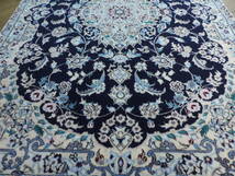 ペルシャ絨毯 カーペット ラグ ウール&シルク 手織り 高級 ペルシャ絨毯の本場 イラン ナイン産 6LA 玄関マット 120cm×83cm 本物保証_画像4