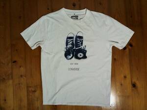 ★難有★コンバース☆CONVERSE☆バスケットシューズ プリント 半袖Tシャツ　コットンＴシャツ　M 白　ホワイト