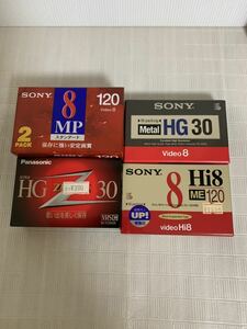  unused / Sony Panasonic video cassette 4 piece summarize set /2P6-120MP3/E6-120HME/P6-30HG/NV-TC30HGN/ packing material crack / Junk treat / fragrance 