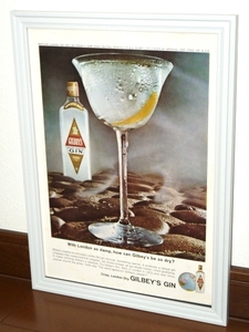 1964年 USA 60s 洋書雑誌広告 額装品 Gilbey's Dry Gin ギルビーズ ドライ ジン (A4size) / 検索用 店舗 ガレージ ディスプレイ 看板