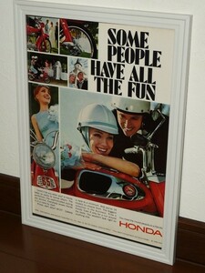 1966年 USA 洋書雑誌広告 額装品 Honda Sport 65 S65 ホンダ (A4size) / 検索用 CS65 CS50 スポーツカブ 店舗 ガレージ ディスプレイ 看板