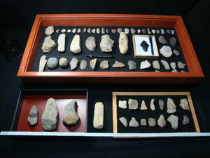 ④　縄文のキセキ　石棒石製品・黒曜石石銛・ハンドアックス・研磨石斧「磨製石斧」７１点　土器・石器