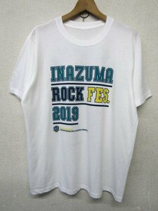 V0723：イナズマロックフェス 2019 ももクロ 日向坂46 ドラゴンアッシュ UVERworld 半袖Tシャツ/白/プリントTシャツ：35