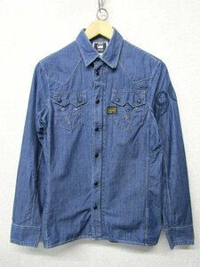 V0790：G-STAR RAW RAW DENIM ジースターロウ 長袖シャツ/インディゴ/S デニムシャツ ワークシャツ：5