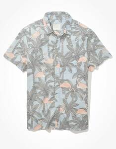 * 2点のみ * アメリカンイーグル プリント 半シャツ アロハシャツ AE Hawaiian Short-Sleeve Button-Up Shirt XL / Blue *