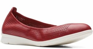 Clarks クラークス 27.5cm フラット レッド ブラウン レザー 革 通気穴 サンダル ローファー フォーマル ブーツ スニーカー バレエ RRR51