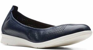 Clarks Clarks 25см Flut Navy Кожаные кожаные пруды сандалии Roafer Flat Formal Boots Sneakers Ballet Rrr51