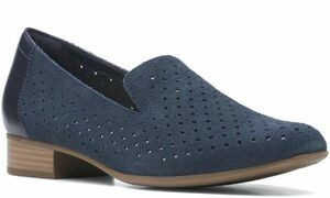 Clarks 26.5cm navy Loafer leather light weight ventilation office Flat ballet formal sneakers slip-on shoes dress pumps RRR45