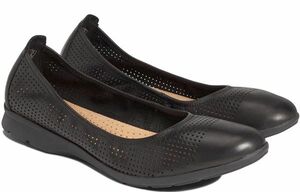 Clarks 26cm Flat black leather leather ventilation hole sandals Loafer Flat formal boots sneakers ballet RRR51