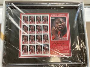 希少 マイケルジョーダン Mickael Jordan 切手 gold stamp 23 45 NBA バスケットボール limited 海外切手 額装入り インテリア ポスター