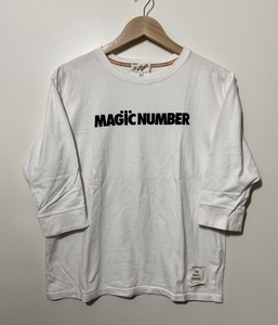 ☆THE MAGIC NUMBER マジックナンバー 5分袖 半袖Tシャツ L 白 ホワイト ブランドロゴ 5部袖