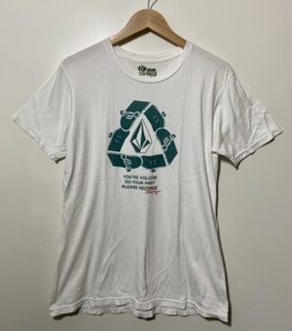 ☆volcom ボルコム オーガニックコットン 半袖Tシャツ M 白 ホワイト スケートボード スケボー v.co-logical