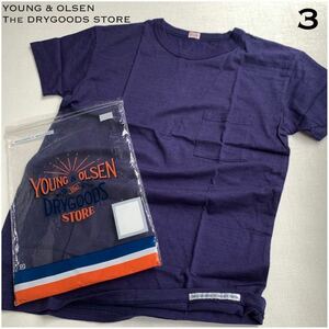 新品正規 ヤング アンド オルセン YOUNG & OLSEN The DRYGOODS STORE ポケット Tシャツ 3 杢ネイビー メンズ S ヤンオル made in japan