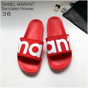 新品正規 イザベルマラン ISABEL MARANT ロゴ ビーチ サンダル 38 定2.42万 赤 レディース 24-24.5㎝ シャワーサンダル レッド 送料無料