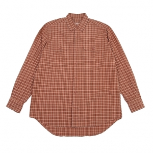  one da full world Kaneko Isao over check button down long sleeve shirt brick M rank [ men's ]