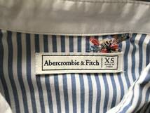 Abercrombie＆Fitch アバクロンビー＆フィッチ アバクロ レディース 花柄刺繍 ストライプ柄 長袖ストレッチシャツ 美品 size XS/M_画像4