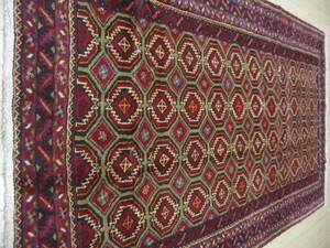 ペルシャ絨毯　バルーチ AD305 手織り 206x117ｃｍ ウール クリーニング済み Persia carpet Balouch