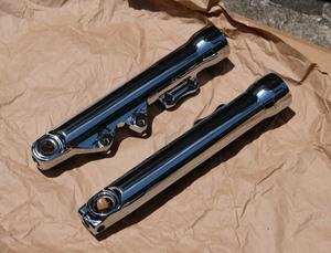 ハーレー純正 49mm Front Fork Slider フォークスライダー シングルキャリパー用 Chrome トリプルクローム 2018年以降 M8 Softail FXLR