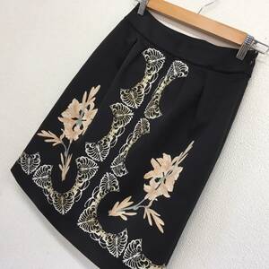 sunauna スーナウーナ　花柄スカート　黒　ワールド　日本製　サイズ36