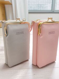 話題スマホポーチ☆新品未使用☆即発送☆ショルダーバッグ☆がま口☆かわいい☆便利♪ ミニ財布