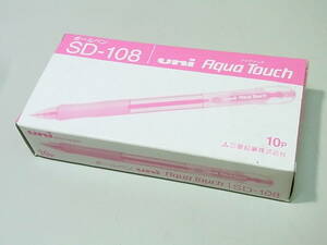 ■アクアタッチ■三菱鉛筆　uni Aqua Touch　ボールペン　SD-108 軸色：ピンク まとめて 10本セット (1箱)/ 未使用 長期保管品 ジャンク