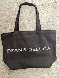 DEAN & DELUCA 2021 チャリティートート ストーングレー Lサイズ★Used 文字 シルバーラメ マザーズ スクール 32×45 限定