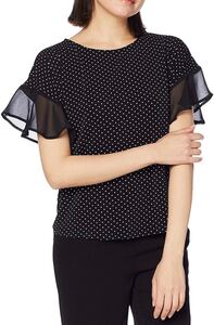 カットソー ドロップショルダー シフォン 半袖 プルオーバー レディース