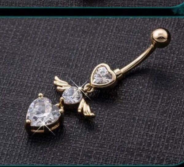 へそピアス/ボディピアス エンジェルハート クリア