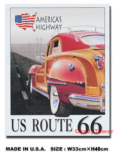 アメリカンブリキ看板 U.S. ROUTE66 -Woody- アメリカ雑貨 アメリカン雑貨 サインプレート ティンサインボード