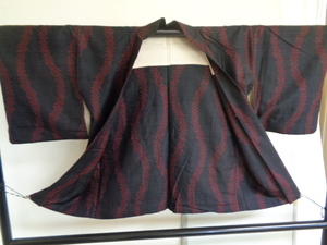 A109-80 正絹 羽織 絣よろけ縞織文 昭和レトロ アンティーク