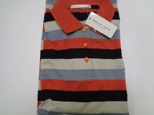 C20-60 Showa Retro border polo-shirt LL size poly- 60% cotton 40% tag attaching unused long-term keeping goods 