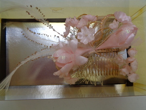 a2-60 髪飾り 花 ピンク 昭和レトロ 未使用 長期保管品